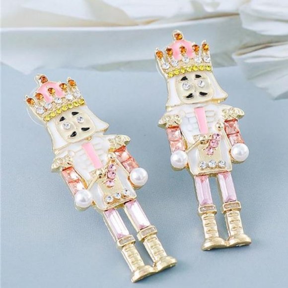 Nutcracker Earrings Womens Ladies Pink Fashion Xmas Holiday Christmas Jewelry - Picture 3 of 13